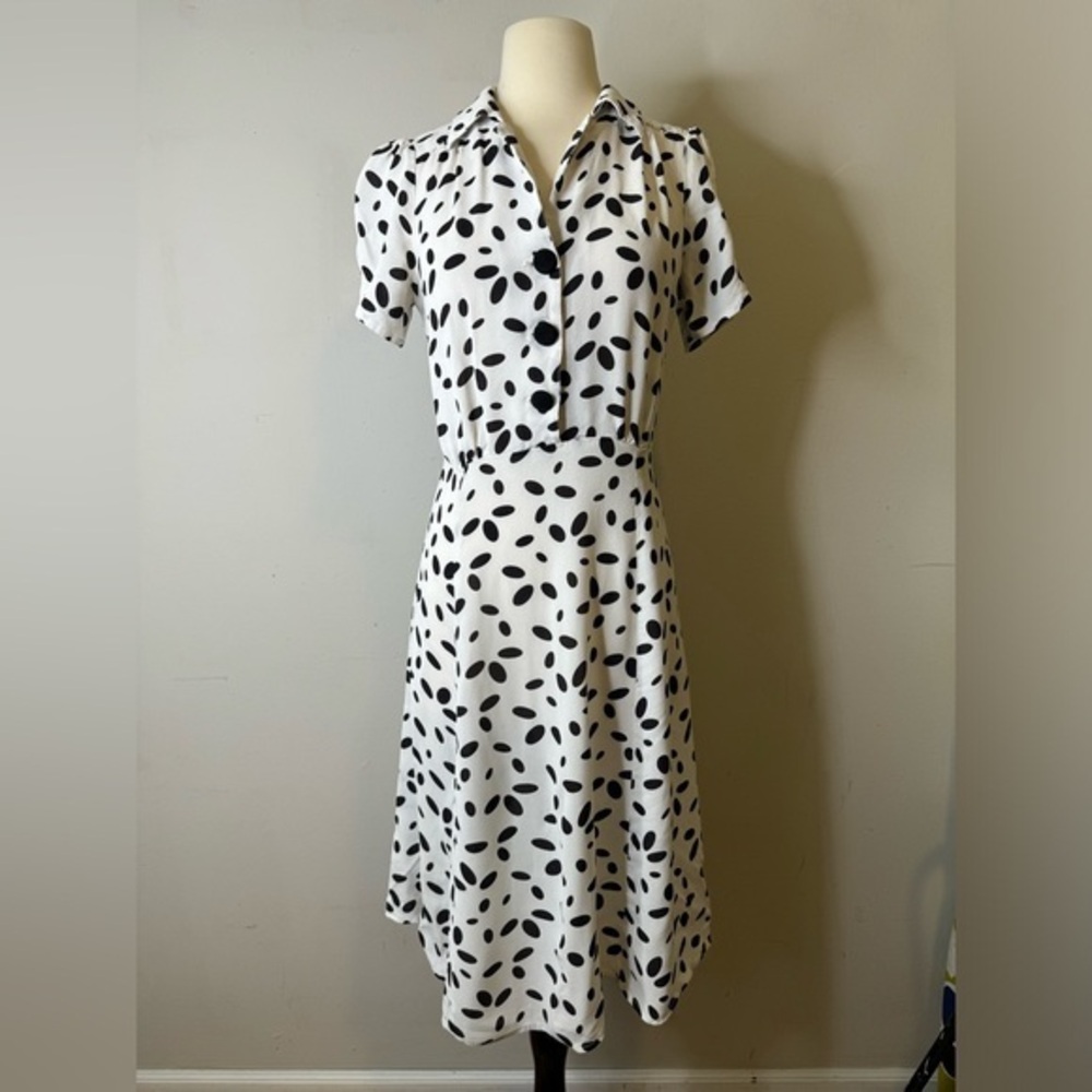 Classic Black & White Polka Dot Shirt Dress